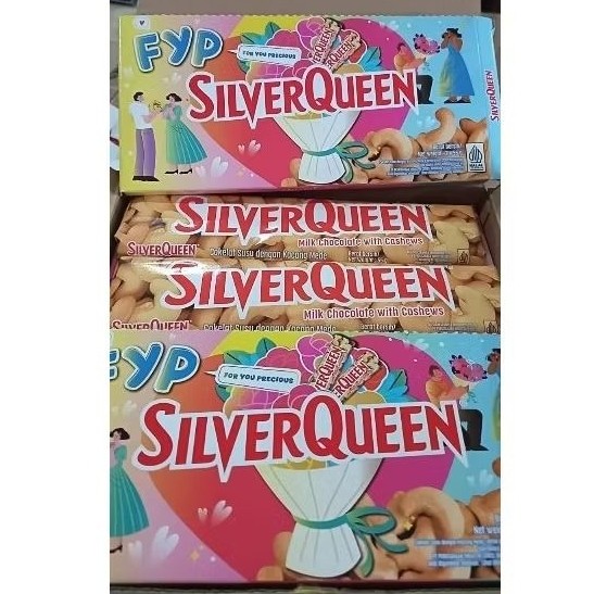 

SILVERQUEEN 55gr per box 10 pack isi 20pcs.. Expired: Februari 2026