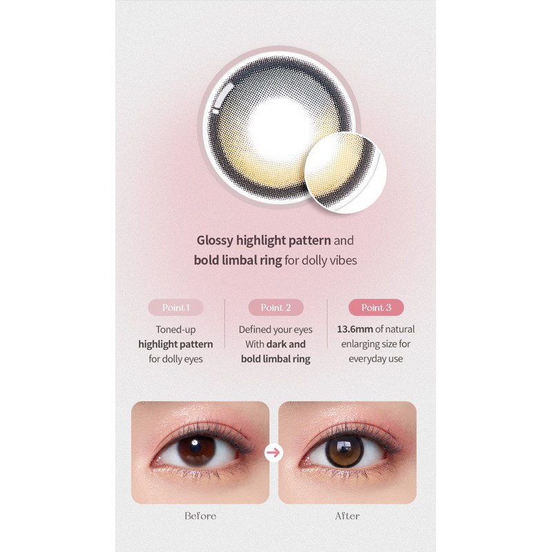 SOFTLENS KOREA OLENS NEW B PINK LENS GLOWY BMOCHA 1 MONTH LENS