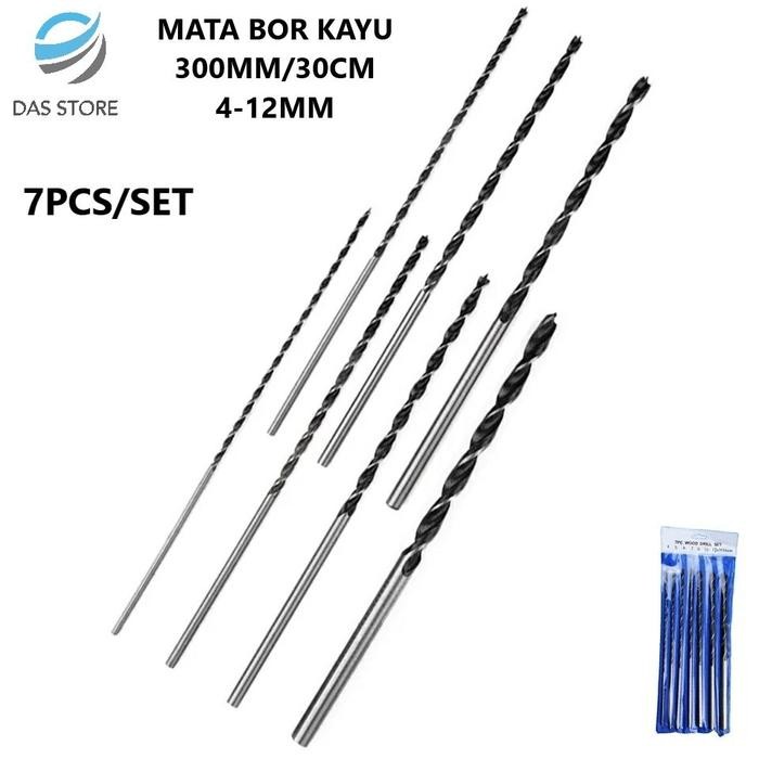 Gala Galore Mata Bor Set Multifungsi 7 Pcs 4-12Mm Panjang 300Mm Bor Kayu Lainnya