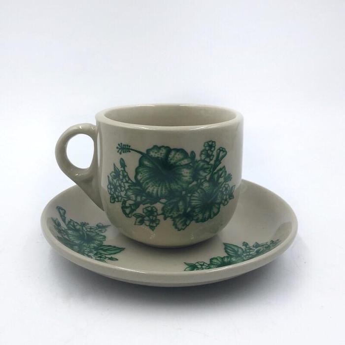 Bistro Bo-912 Cangkir + Lepek Kopitiam Motif Bunga Malake 6 Set 12 Pcs