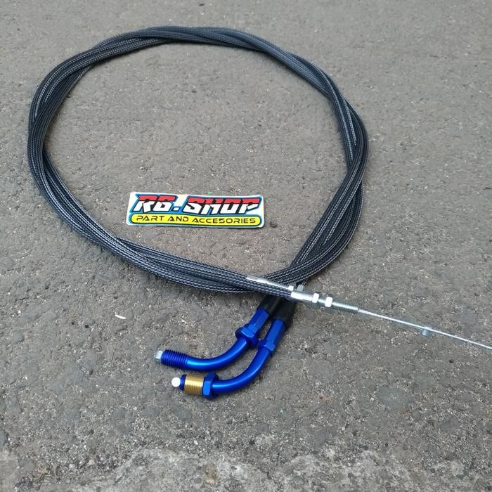 Tali/Kabel Gas Standar Serat Hitam L Blue Pcx Lokal 2018 Ori Thailand