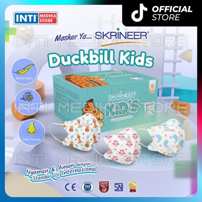 SKRINEER - Masker Anak Duckbill 4 Ply BOX Surgical Mask Earloop Motif