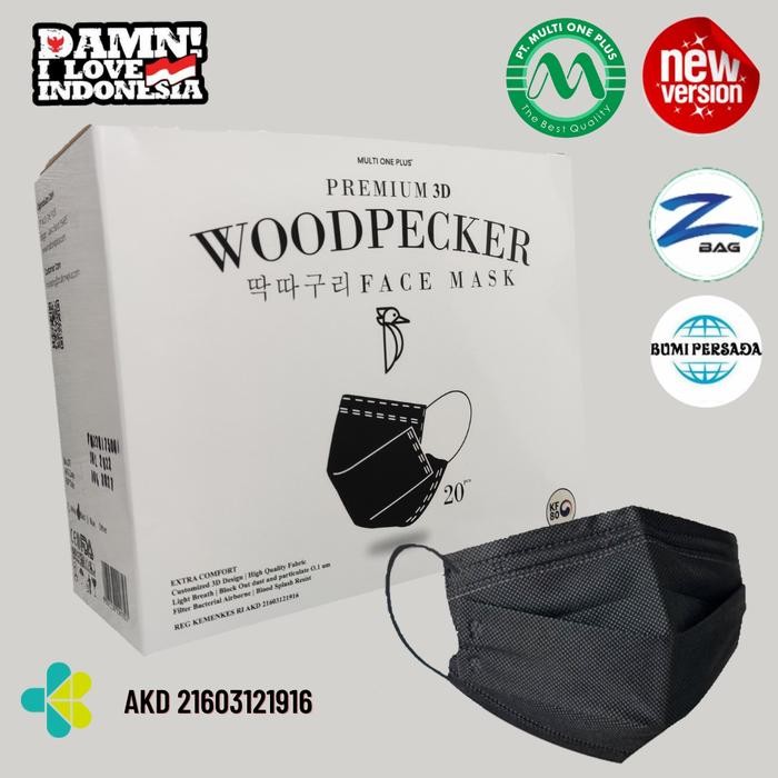 Multi One Plus KF80 Masker 3ply Medis Korea 3D Woodpecker 3 ply 20 pcs