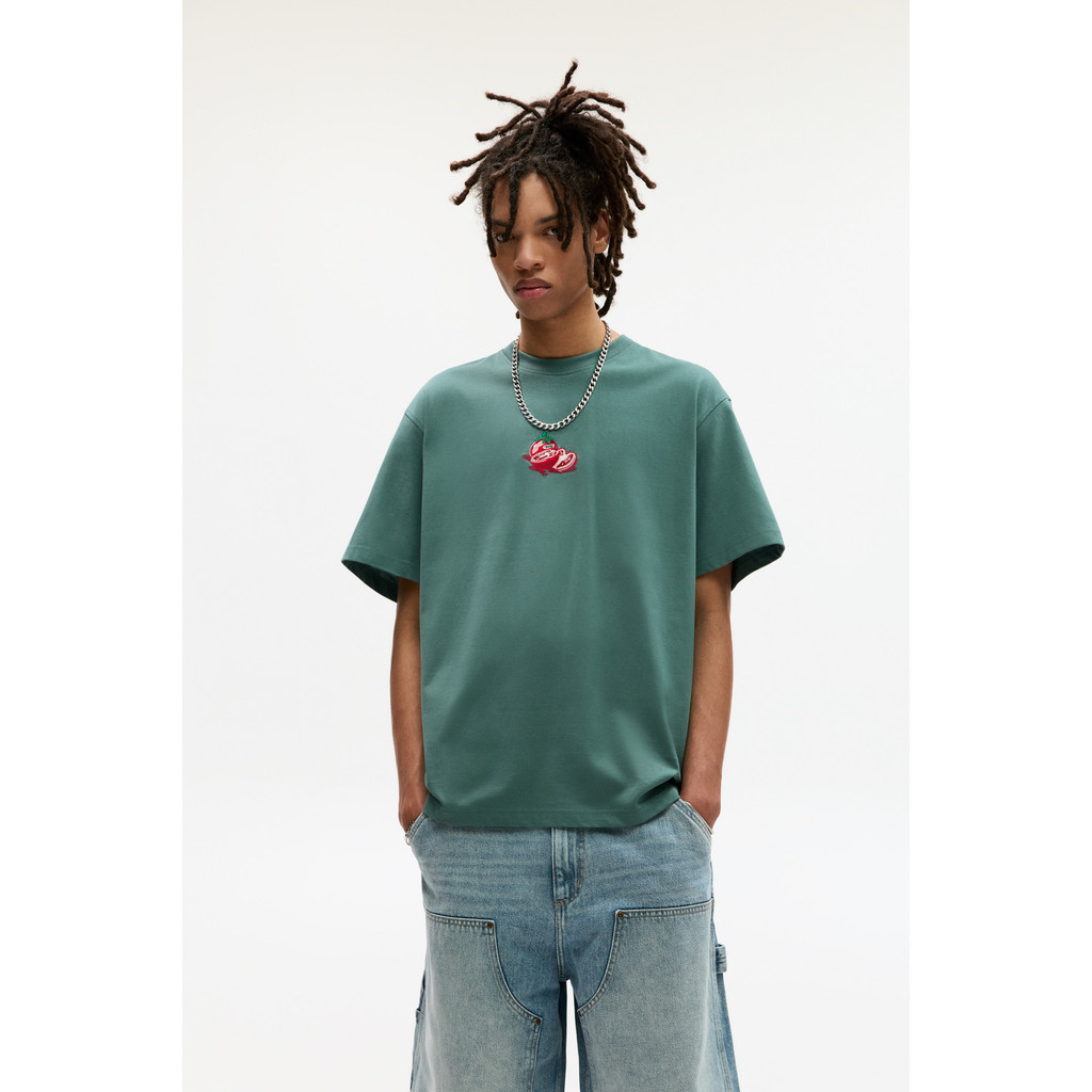 Pull&Bear STWD T-shirt with tomato embroidery