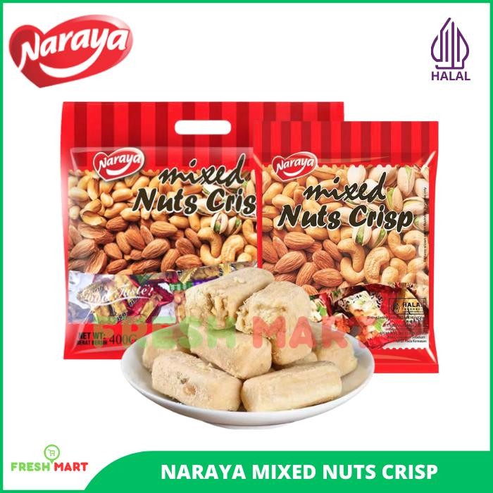 

Naraya Mixed Nuts Crispy Tingting Kacang Permen Halal 120gr & 400gr