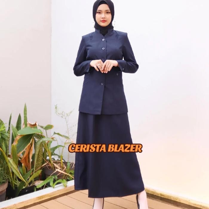 ASLI Seragam guru Navy katun/tipis set Rok A (228) READY STOCK