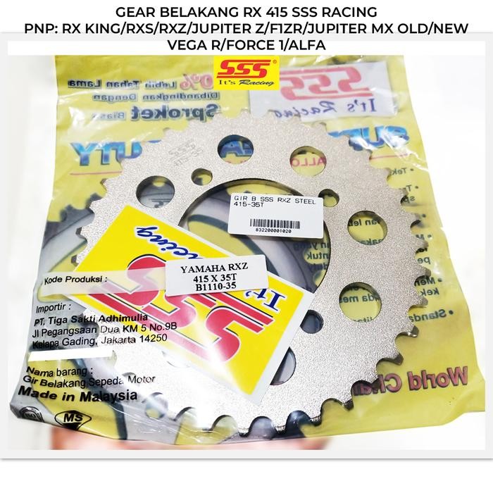 Ger Gir Gear Belakang 415/428 Sss Rx King Jupiter Z F1Zr Ukuran 30T 31T 32T 33T 34T 35T 36T 37T 38T