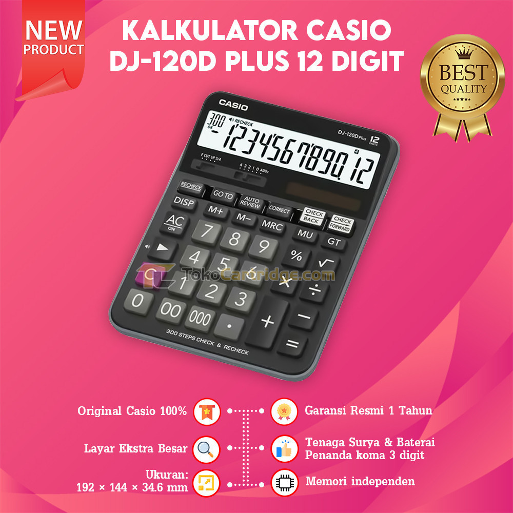 

Calculator DJ-120D Plus 12 Dit Check And Correct, Kalkulator Cek Ulang Desktop Office Meja Kantor DJ