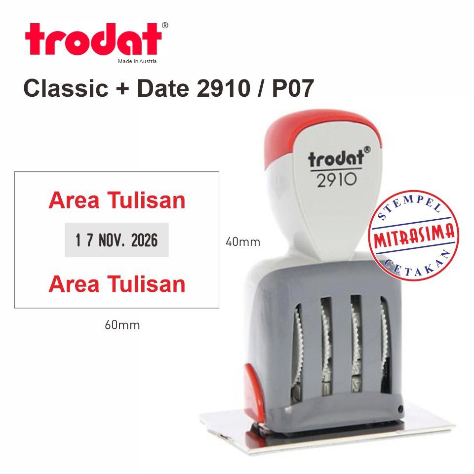 

pel Trodat 2910-P07 ( Tulisan + tanggal model klasik persegi )