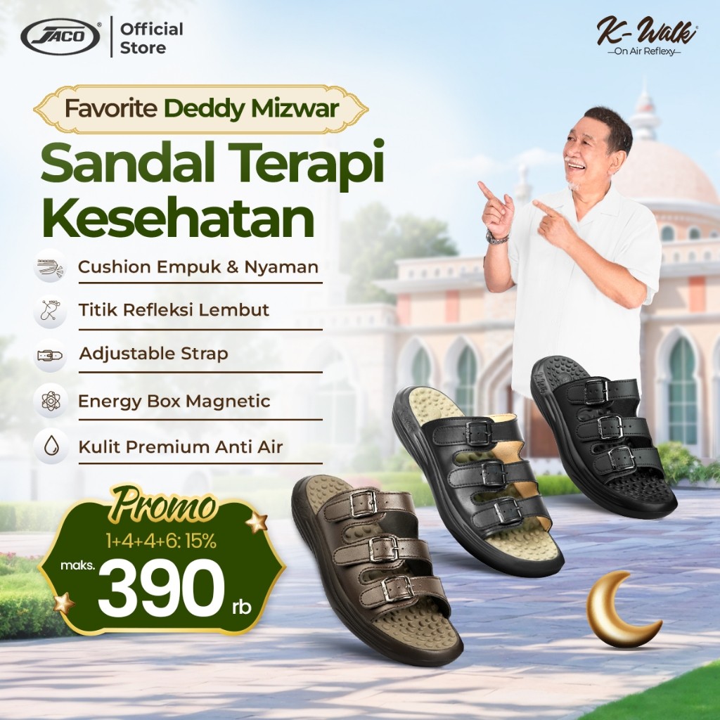 Terlaris [Favorite Deddy Mizwar] K-Walk Energy Tristrap Sandal Terapi Kesehatan Sandal Refleksi