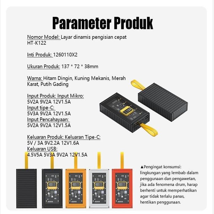 Cuci Gudang.. Transparan Powerbank 30000Mah Mini Powerbank Mekanika Pengisian Cepat Super Fast