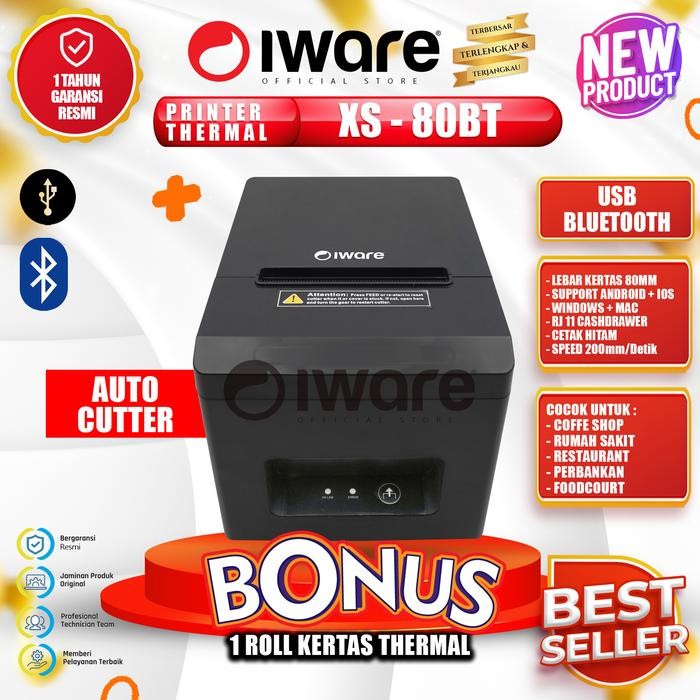 

SendToday- Iware Printer Thermal Kasir Xs-80Bt Xs-80Ul 80Mm Autocutter Rj11 Cashdrawer X-Series