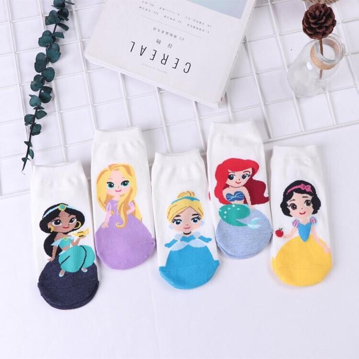 ShoesKids- Kaos Kaki Princess Jasmine Snow White Ariel Cinderella Rapunzel Disney
