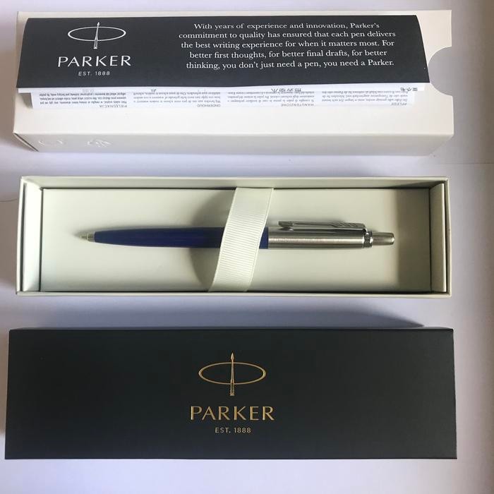 

Pulpen Parker Jotter Ballpoint SPC Biru Crome Trim ( Klip silver )