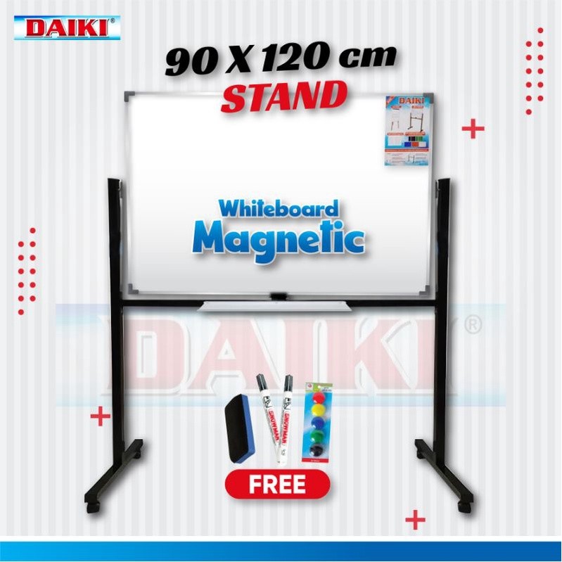 

Papan Tulis / Whiteboard DAIKI magnetic Double face stand Uk 90x120 Cm
