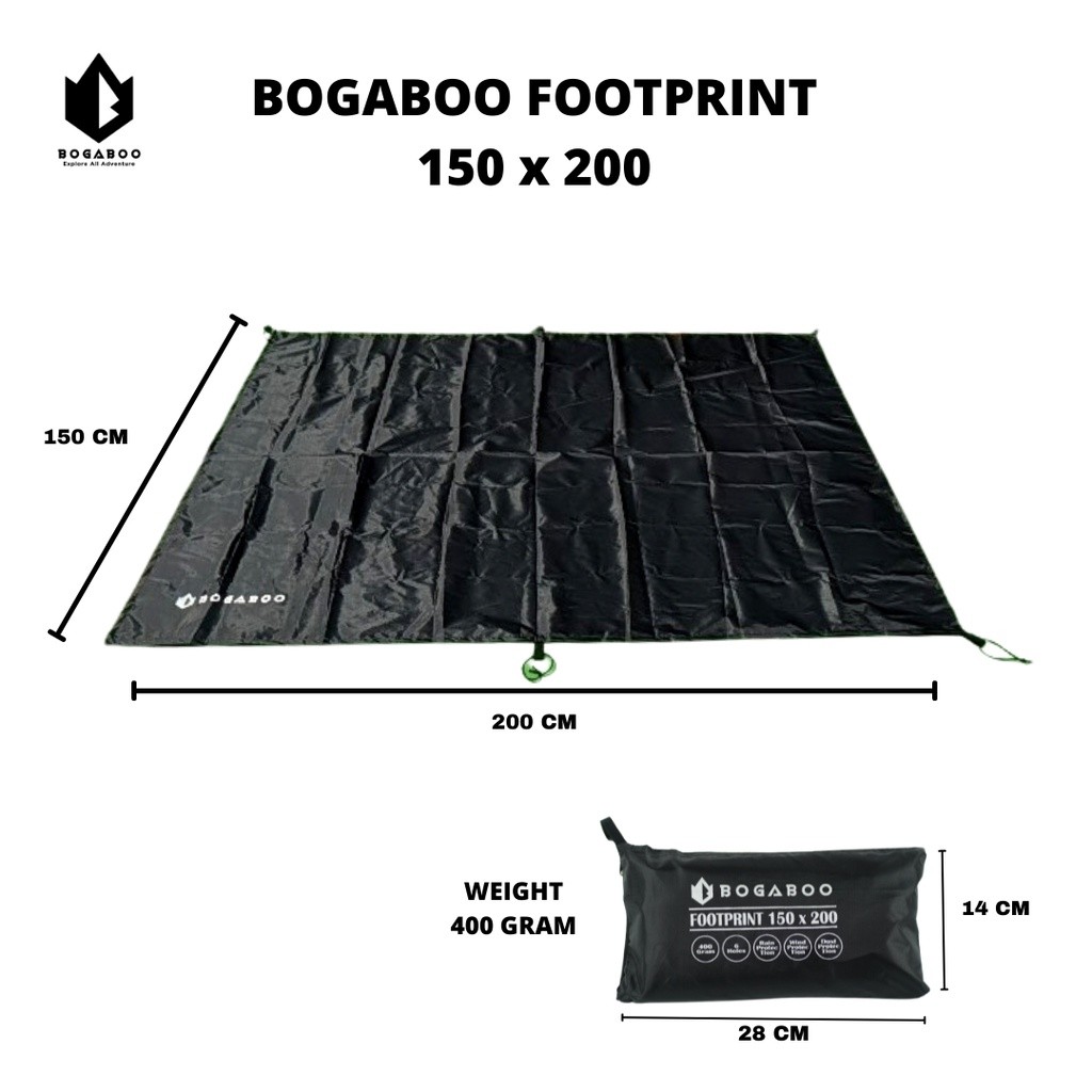 Footprint / Alas Tenda Merk Bogaboo 3 M X 4 M Alas Tenda - Terpal Tenda Bisa Untuk QUECHUA ARPENAZ