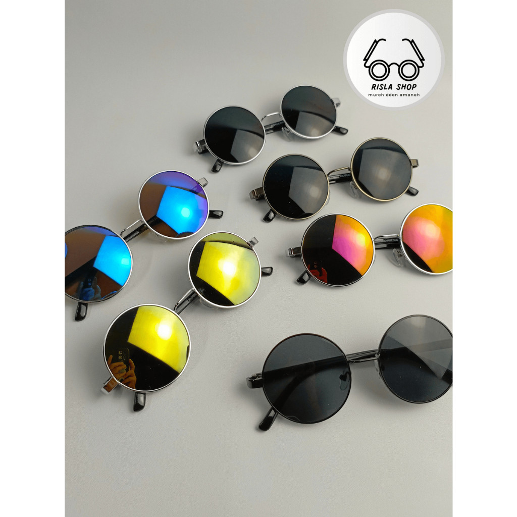 Kacamata Hitam Pria nita bulat Boboho Full Hitam Besi Kacamata Bulat John Lennon PREMIUM QUALITY