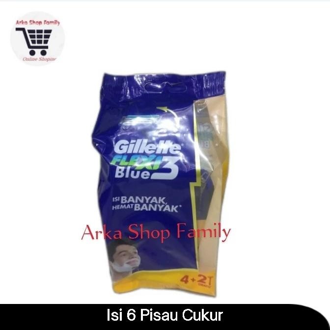 Gillette Blue 3 Flexi Isi 6 4+2 Razor Pisau Cukur