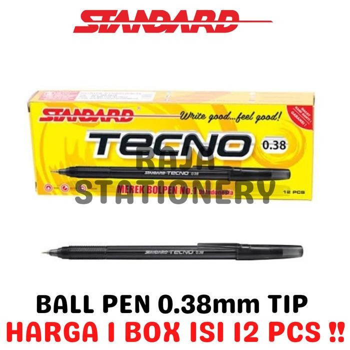 

ID STANDARD TECNO 0.38 BLACK BALL PEN HITAM BOLPEN PENA PEN TECHNO LUSIN [12PCS]