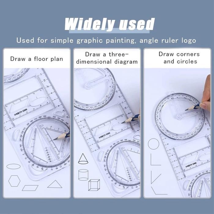 

ID PENGGARIS BUSUR 360 DERAJAT PENGGARIS GEOMETRI MATEMATIKA PROTRACTOR RULER MULTIFUNGSI - ZANSEN