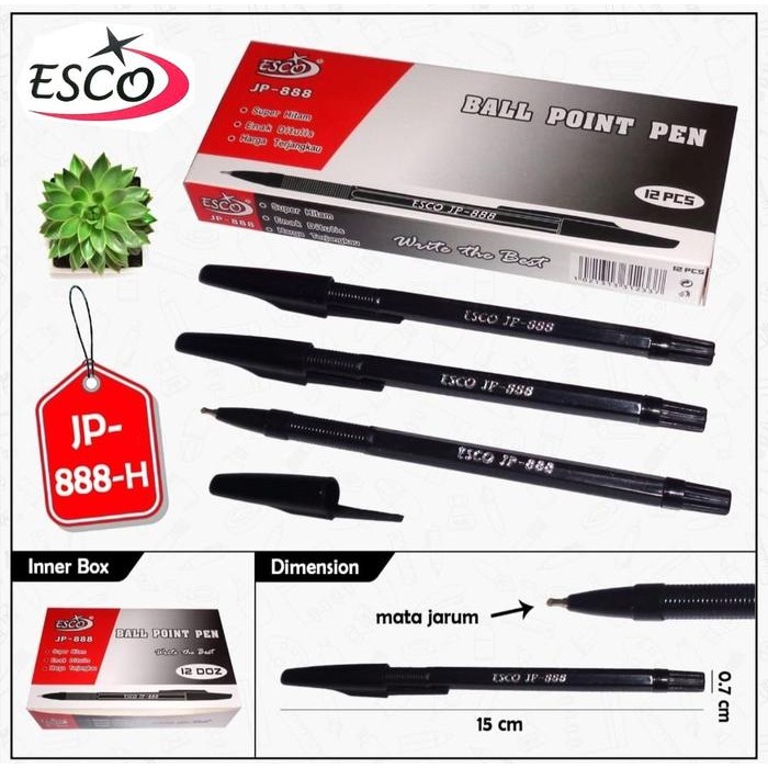 

ID PULPEN BALL POINT PEN ESC JP-888 0,7 MM ISI 12 PCS - TINTA HITAM