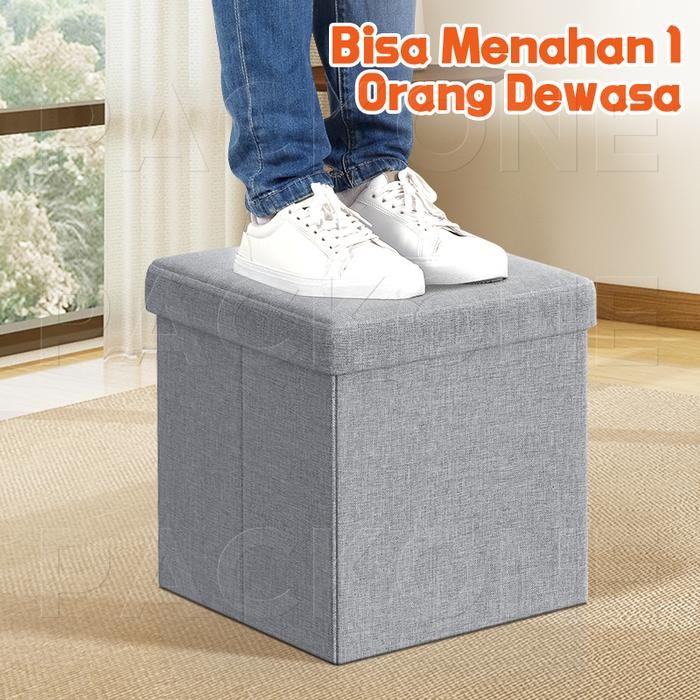 PACKONE Bangku Kursi Kotak Penyimpanan Multifungsi Kulit Storage Box Organizer Seaguna Lipat Plastik