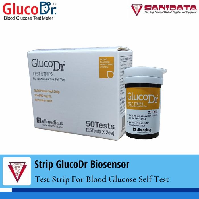 Strip GlucoDr Biosensor (Code 8) isi 50 stik gula glucose bio