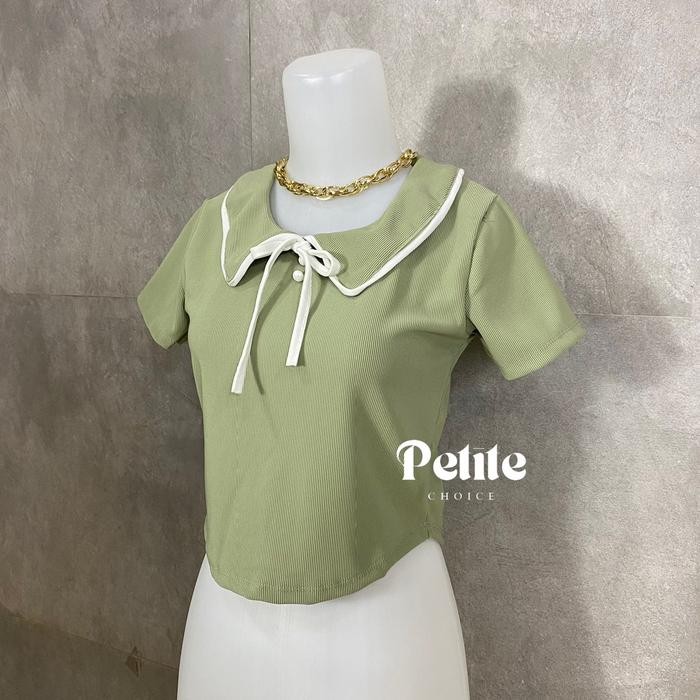 AMD PETITECHOICE BERRY TOP - ATASAN WANITA PITA CUTE FEMININE BOW KOREAN STYLE CROP BAJU RETRO