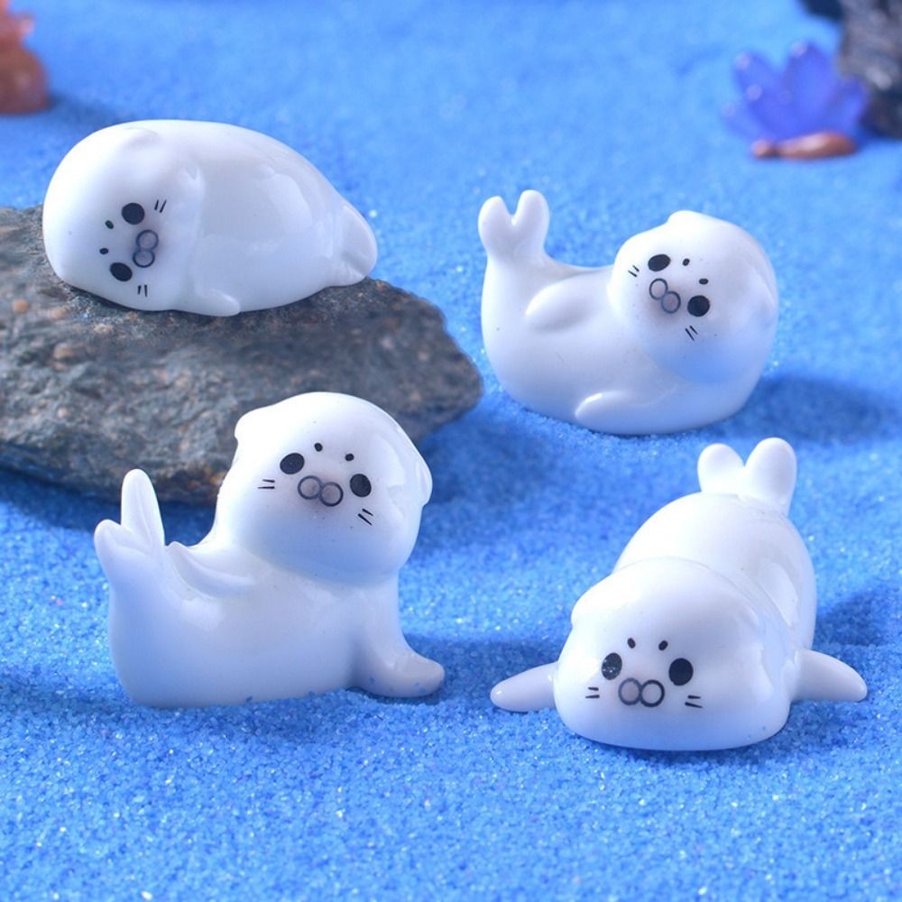 Cute Ocean Series Sea Lion Micro Landscape Mini Resin Sea Lion Figurine Decorative Fish Tank Small