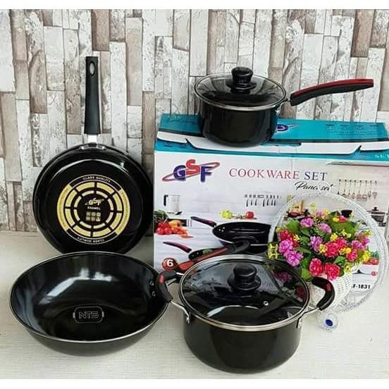 Ready- Set Cookware Panci Serbaguna Panci Stainless Teflon Gsf Set 6 In 1