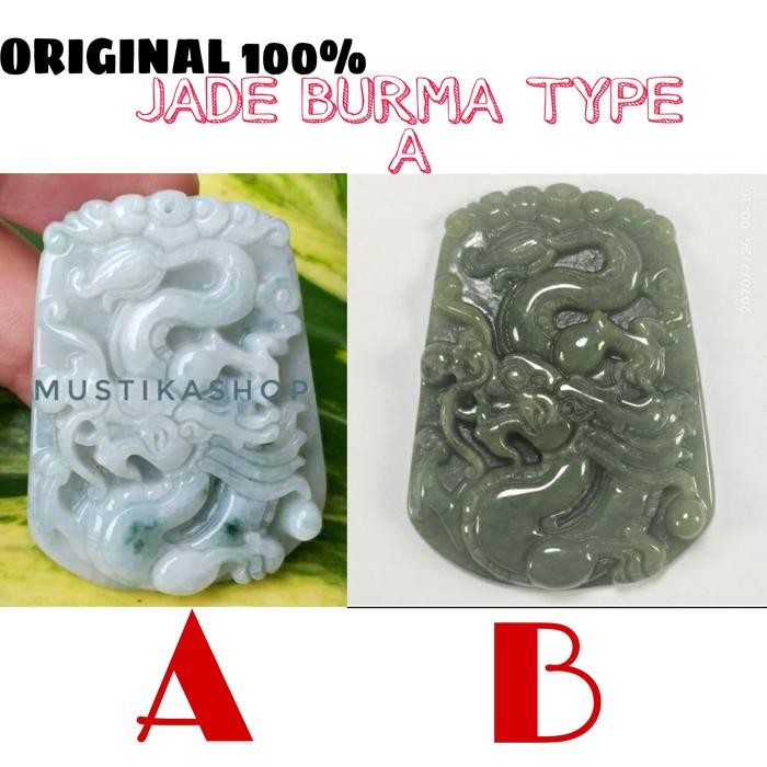 Liontin Giok Jade Burma Asli Ukiran Naga Natural *