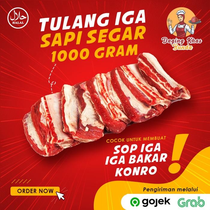

BeliSkrg,KirimHariini- (PREMIUM) Tulang Iga Sapi Lokal Segar FRESH 1KG 1 KG 1000 gram