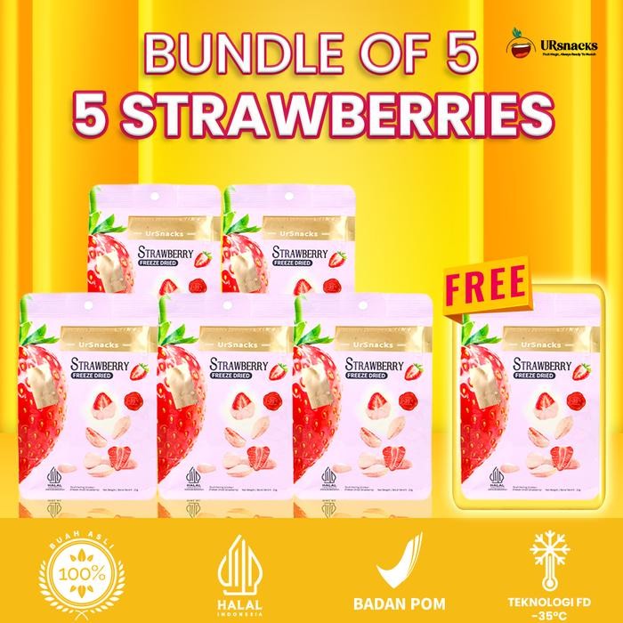 

PastikanDikirimLgsg- URSNACKS BUY 5 GET 1 FREE PACK FREEZE DRIED STRAWBERRY - 5 Pack