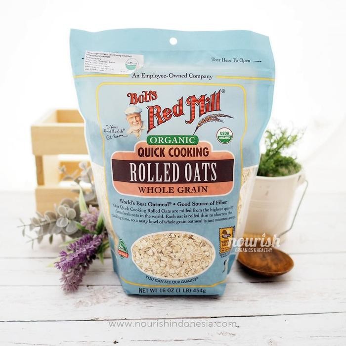 

PastikanDikirimLgsg- Bob's Red Mill, Organic, Quick Cooking Rolled Oats (453 g)