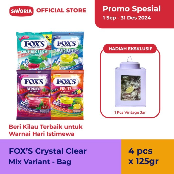 

PastikanDikirimLgsg- FOX'S Mix Variant Bag 4 Pcs x 125g + Vintage Jar