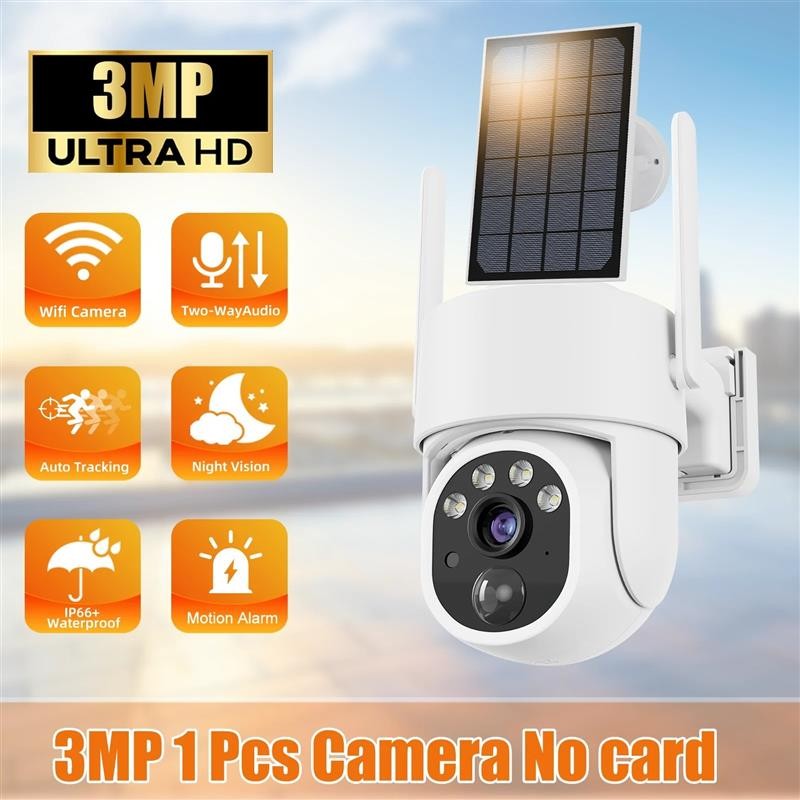 5MP IP Solar Power WiFi Camera Outdoor PTZ IP66 Waterproof 8000mAh Built-in Battery Surveillance Cam