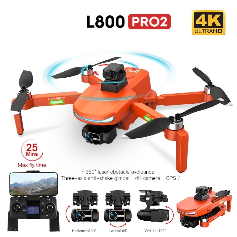 Top: L800 Pro 2 Drone 4K Professional FPV With Camera 3-Axis Gimbal 5G WIFI Dron Obstacle Avoidance 
