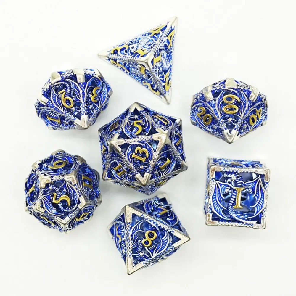 Excellent Metal DND Dice Gold Silver Bronze Polyhedron Metal Dice Dice Set Party