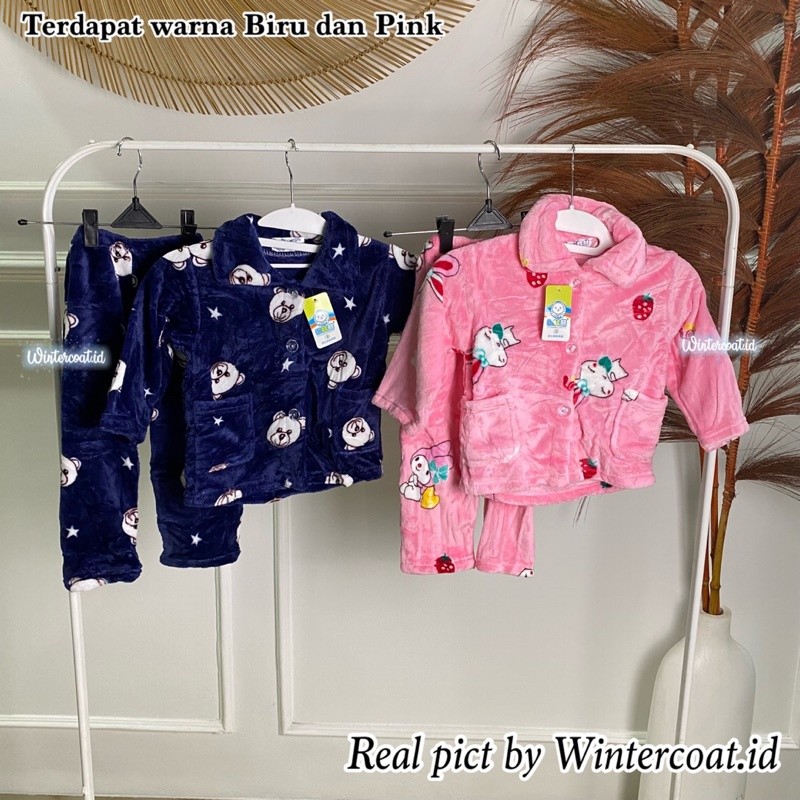 Kids Pajamas Set Import Korea Cheerful Piyama Hangat Anak Baju Tidur Winter Musim Dingin