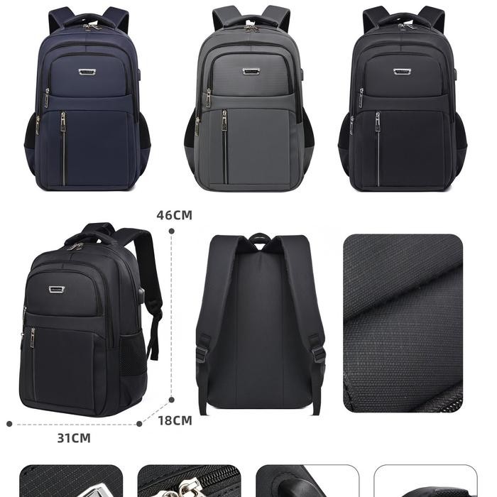 POLO LAND Ransel Backpack Laptop Bimo Anti Air Waterproof Port USB