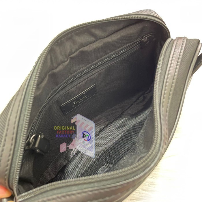 Ready Tas BALLY Men Caliros Pouch Black Stripe Original Clutch