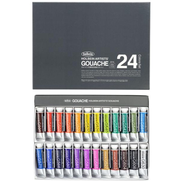 

Holbein Artist's Gouache - Set of 24, 15 ml tubes