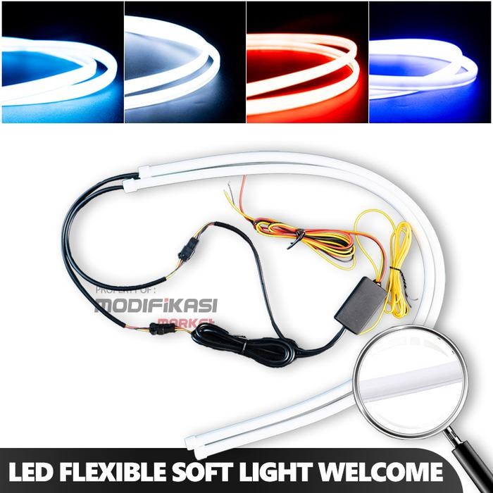 [SEPASANG] DRL Flexible Alis Tanam SOFT LIGHT No Bintik Lampu Alis Running Silicone Tube 30cm atau
