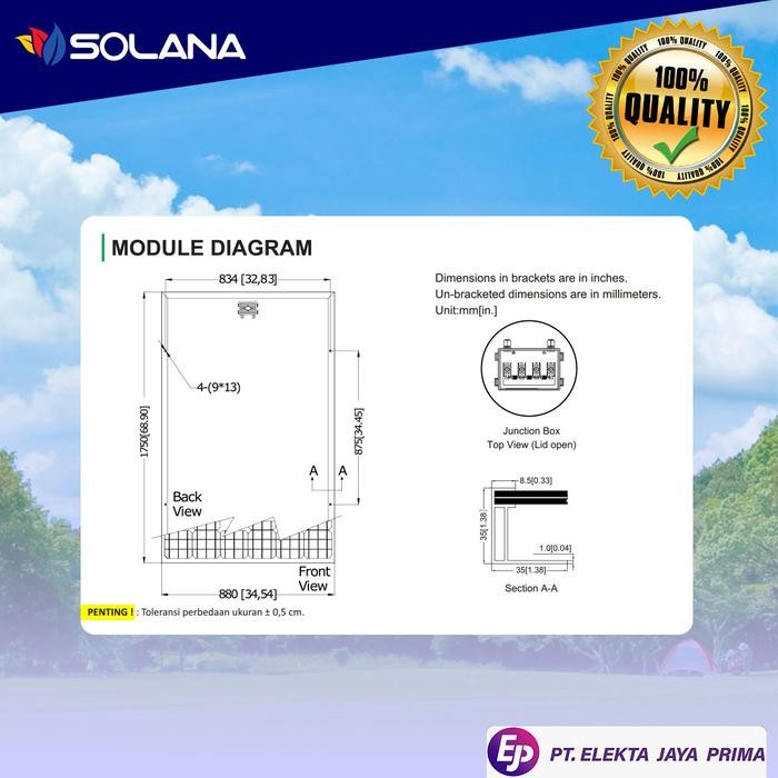 EJP SOLANA SOLAR PANEL MONO 300WP PV MODUL SOLAR CELL 300 WP MONO
