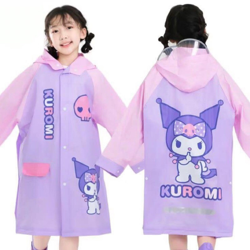 Sanrio Kids Raincoat Size 2-9y My Melody Kuromi Cinnamoroll Hello Kitty Jas Hujan Karakter Kartun