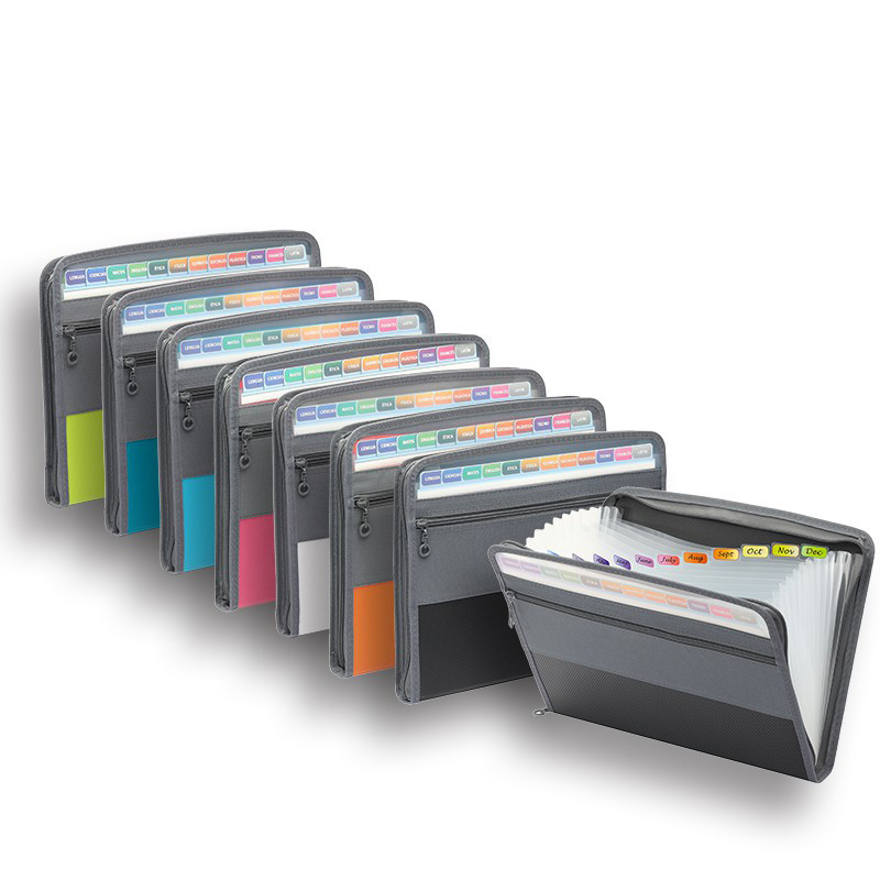 

Accordion File Organizer With Safe Zipper, 13 Pocket Expanding File Folder With Front Pencil Pouch,