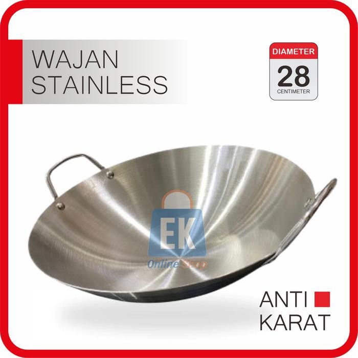 Wajan Stainless Steel 28cm Kuali Stainless Steel 28cm Wajan Penggorengan Wajan Bima Wajan Besi Wajan