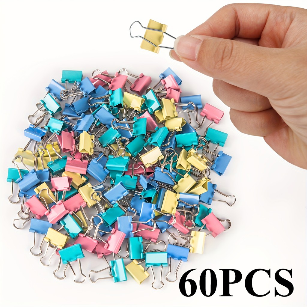 

60Pcs Mini Binder Clips Color Binder Clip Small Paper Clip 15Mm 5/8 Inch Micro Size Office Clips For