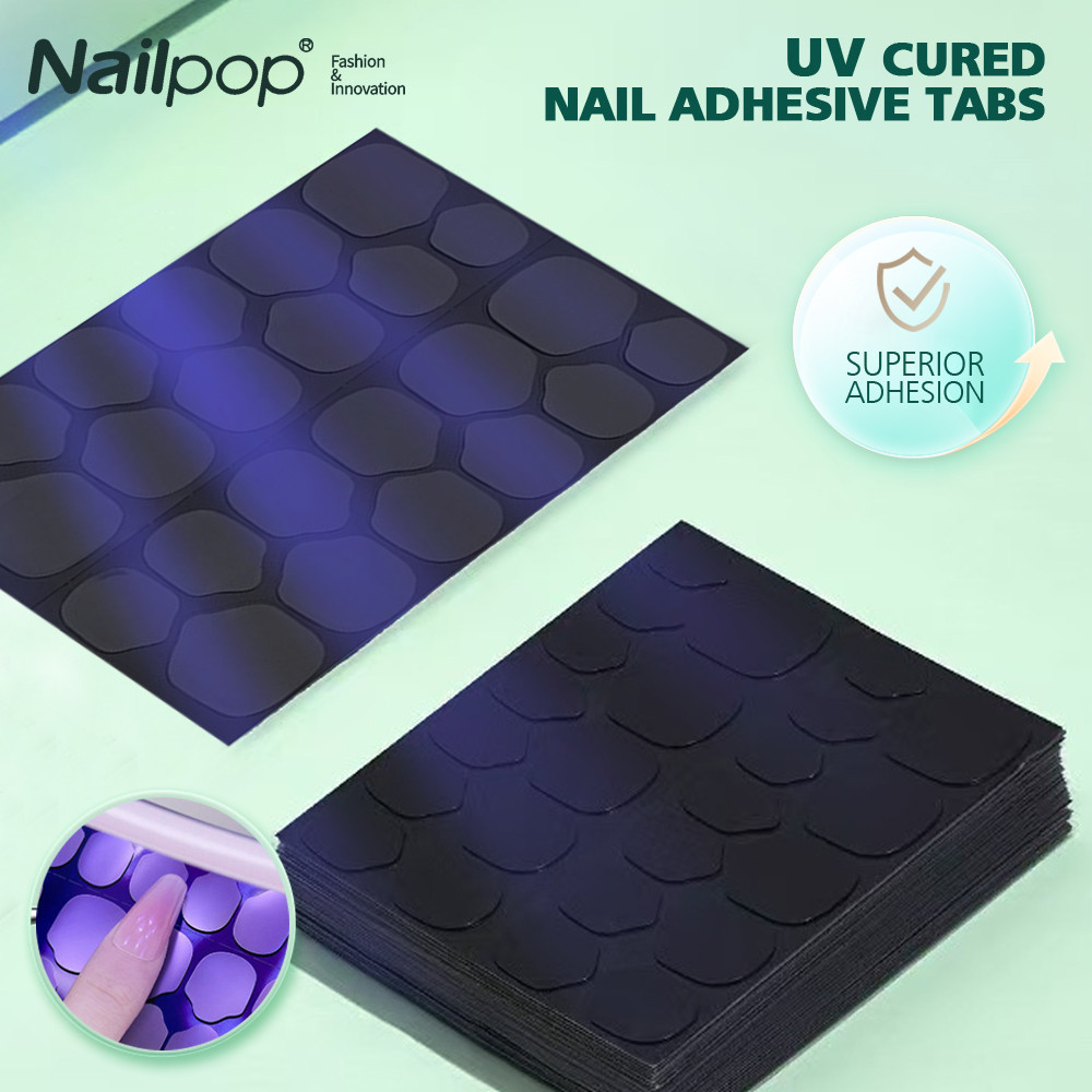 

Nailpop Uv Cured Nail Adhesive Tabs 10 Sheets Super Sticky & Breathable Double Sided Jelly Nail Glue