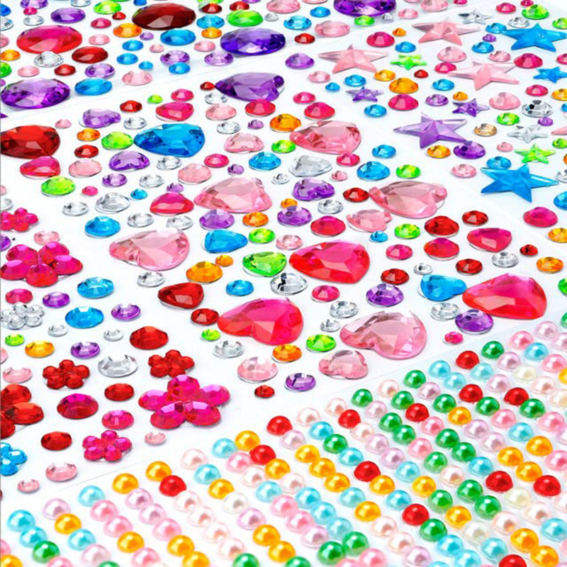

5 Sheets Gem Rhinestones For Crafts Self Adhesive Jewel Sticker Bling Stick On Gems Diy Face Makeup